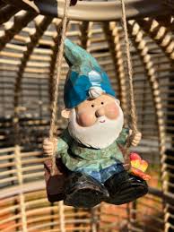 Hanging Garden Gnome On A Swing Bee