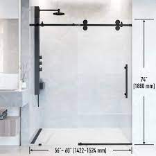 Vigo Vg6041mbcl6074 Elan Adjustable Frameless Sliding Shower Door With Matte Black Hardware