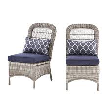 Beacon Park Gray Wicker Outdoor Patio Armless Dining Chair With Cushionguard