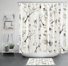 Birch Tree Shower Curtain Forest Trunk