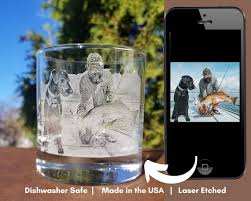 Etched Picture Glass Beer Mug