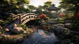 A Bridge In A Japanese Garden With A