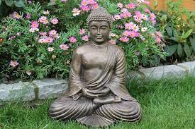 Stone Fan Buddha Garden Ornament Statue