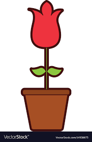 Cute Rose Garden With Pot Isolated Icon