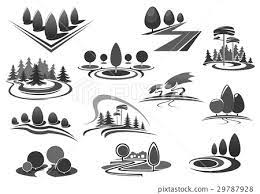 Green Landscape Design Vector Icons