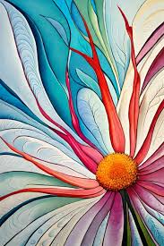 A Colorful Flower Painting With A Large