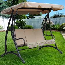 Cream Garden Swing Seat With Canopy