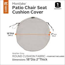Classic Accessories Montlake Fadesafe Round Patio Dining Seat Cushion Slip Cover Grey