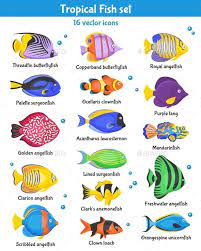 Tropical Fish Icons Set Beautiful