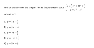 Tangent Line To The Parametric Curve Y