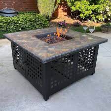 Elizabeth Lp Gas Outdoor Fire Pit With Slate Tile Mantel 42
