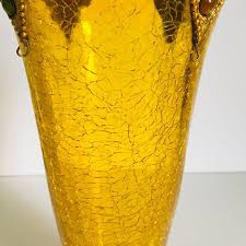 Vintage Amber Le Glass Footed Vase