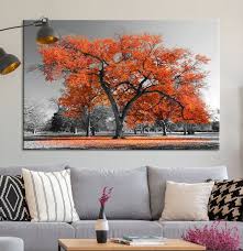 Orange Autumn Tree Large Canvas Wall