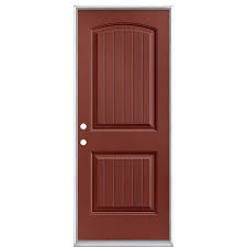 Masonite 32 In X 80 In Cheyenne 2 Panel Right Hand Inswing Painted Smooth Fiberglass Prehung Front Exterior Door No Brickmold Red Bluff