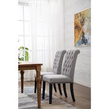 Vanity Art Uc 2g 19 5 X 13 X 42 In Tufted Upholstery Fabric Dining Chairs Armless With Solid Wooden Legs Gray 2 Piece