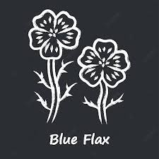 Blue Flax Plant Chalk Icon With Name