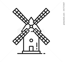 German Landmark Retro Windmill Isolated