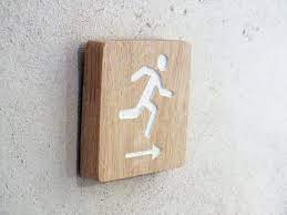Wooden Emergency Exit Sign Wall