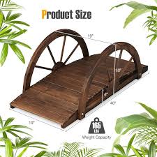 3 3 Ft Wooden Garden Bridge With Half Wheel Safety Rails