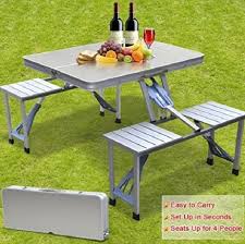 Folding Aluminum Picnic Table With Four