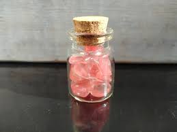 Glass Bottle With Natural Cherry Quartz