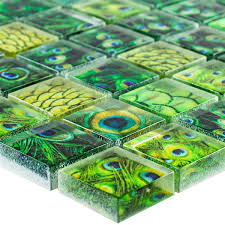 Emerald Feather Green Glass Mosaic