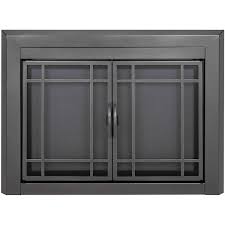 Large Gunmetal Glass Fireplace Doors