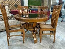Glass Round 4 Seater Dining Table Set