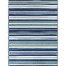 Blue White 5 Ft X 7 Ft Stripes Indoor Outdoor Patio Area Rug