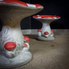 Concrete Mushrooms Painted Chair In Red