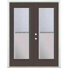 Masonite 60 In X 80 In Willow Wood Steel Prehung Right Hand Inswing Mini Blind Patio Door In Vinyl Frame With Brickmold