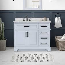 Home Decorators Collection Cherrydale 42 In W X 22 In D X 34 In H Single Sink Bath Vanity In Light Blue With White Engineered Marble Top