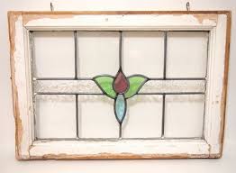 Vintage Wood Frame Stained Glass Window