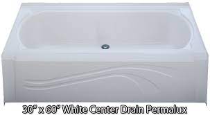 White Permalux Center Drain Tub