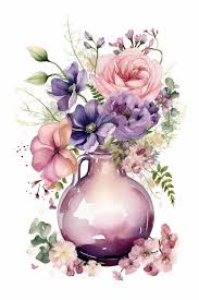 A Watercolor Painting Of A Vase With