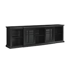 80 In Black Transitional Wood And Glass Door Tv Stand With Cable Mana