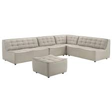 Ashcroft Orchard Upholstered Leather Corner Sofa With Ottoman In Gray