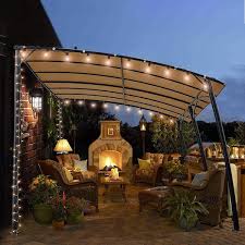 10 Ft X 13 Ft Beige Outdoor Sun Shade Awning Patio Cover With Steel Stand