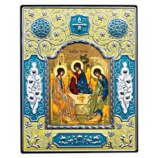 Holy Trinity Silk Screen Icon Enameled