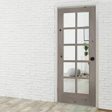 Krosswood Doors 28 In X 80 In French Knotty Alder 10 Lite Tempered Glass Solid Left Hand Wood Single Prehung Interior Door Unfinished