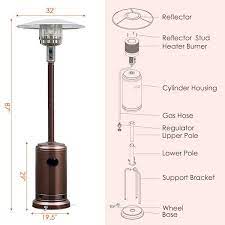 Gymax 48000 Btu Patio Standing Lp Gas Heaterstainless Steel Propane W Wheels Bronze