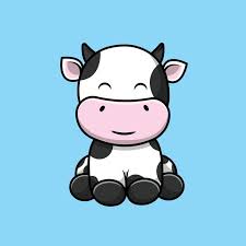 Cute Cow Sitting Cartoon Vector Icon
