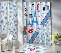 Girls Paris Shower Curtain Blue