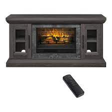 Stylewell Chelsea 65 In Freestanding Electric Fireplace Tv Stand In Cappuccino With Ash Grain