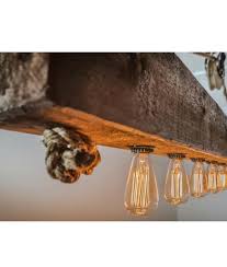 rustic wood beam chandelier with edison