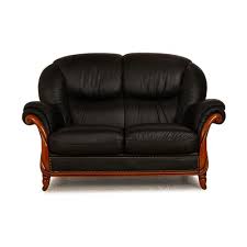 Two Seater Sofa In Black Leather For