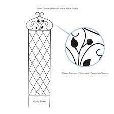 Black 46 In Metal Trellis With Vine And Erfly Design For Climbing Plants And Flowers