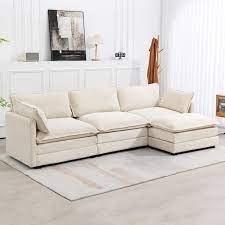 Fabric Sectional Sofa With Ottoman