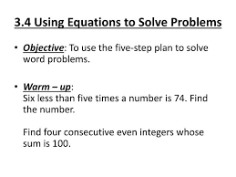 Using Equations To Solve Problems