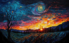 Premium Photo A Painting Of A Sunset